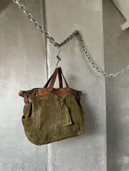 Vintage real leather slouchy suede handbag khaki brown