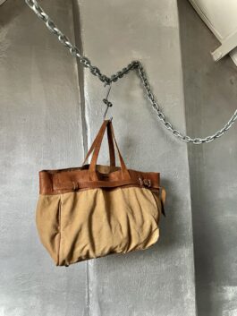 Vintage real leather slouchy handbag brown