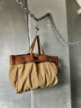 Vintage real leather slouchy handbag brown