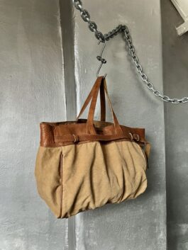 Vintage real leather slouchy handbag brown