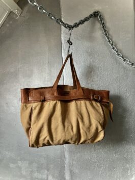 Vintage real leather slouchy handbag brown