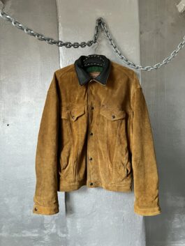 Vintage oversized real leather suede jacket brown