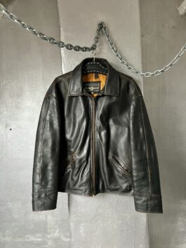 Vintage oversized real leather racing jacket washed brown