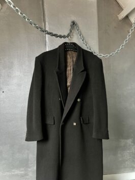 Vintage oversized long wool coat dark brown