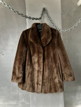 Vintage oversized faux fur coat brown