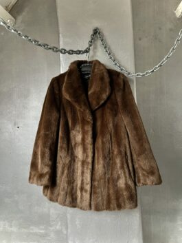 Vintage oversized faux fur coat brown