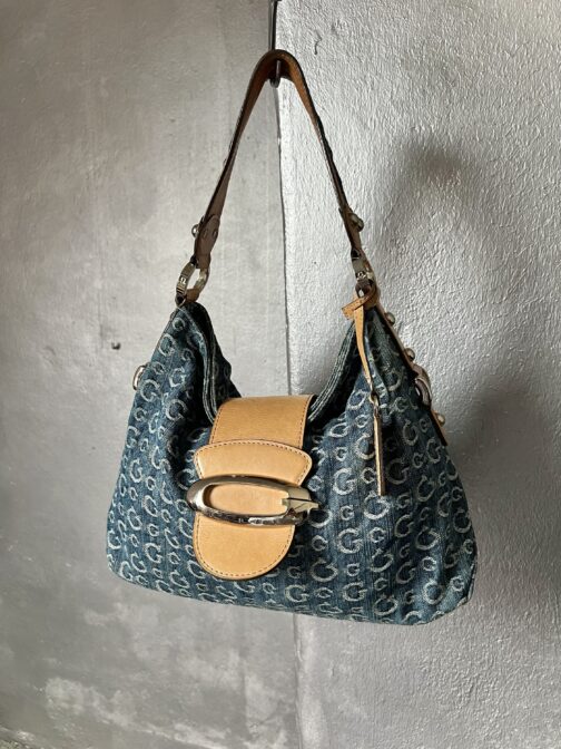 Vintage Guess monogram shoulderbag denim - Image 6