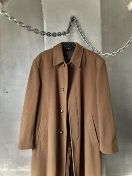 Vintage oversized long wool coat brown
