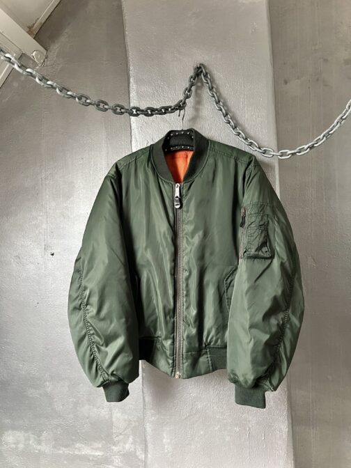 Vintage oversized padded bomber jacket green - Image 3