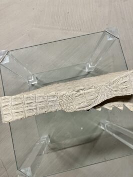 Vintage genuine leather crocodile belt creme