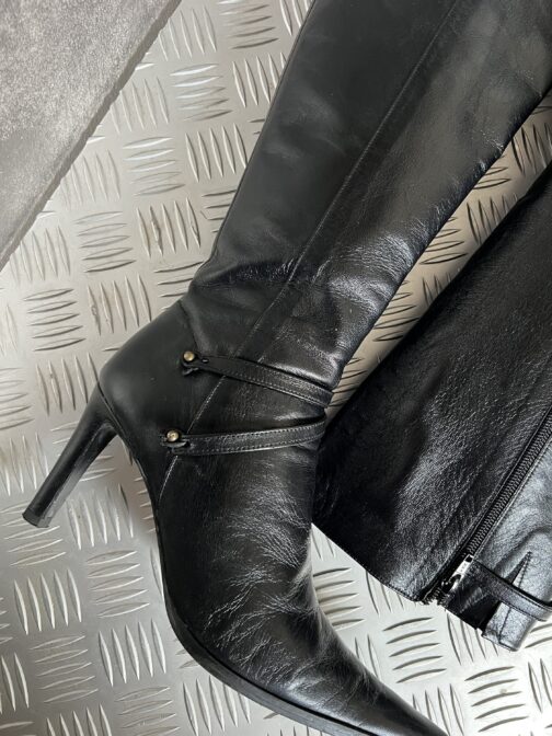 Vintage genuine leather heeled boots black - Image 4