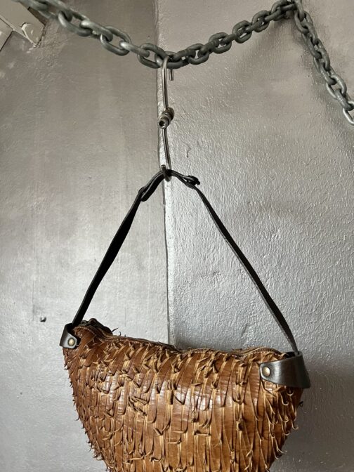 Vintage real leather shoulderbag brown - Image 7