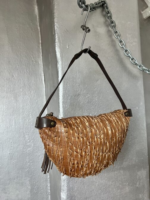 Vintage real leather shoulderbag brown - Image 10
