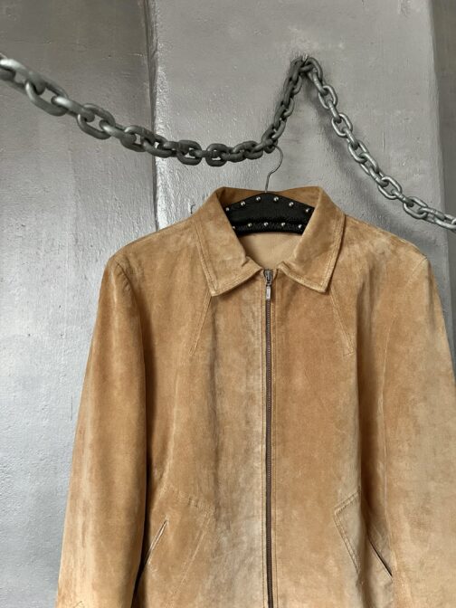 Vintage real leather suede racing jacket beige - Image 7