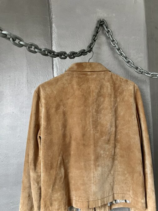 Vintage real leather suede racing jacket beige - Image 12