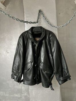 Vintage Redskins oversized real leather bomber jacket black