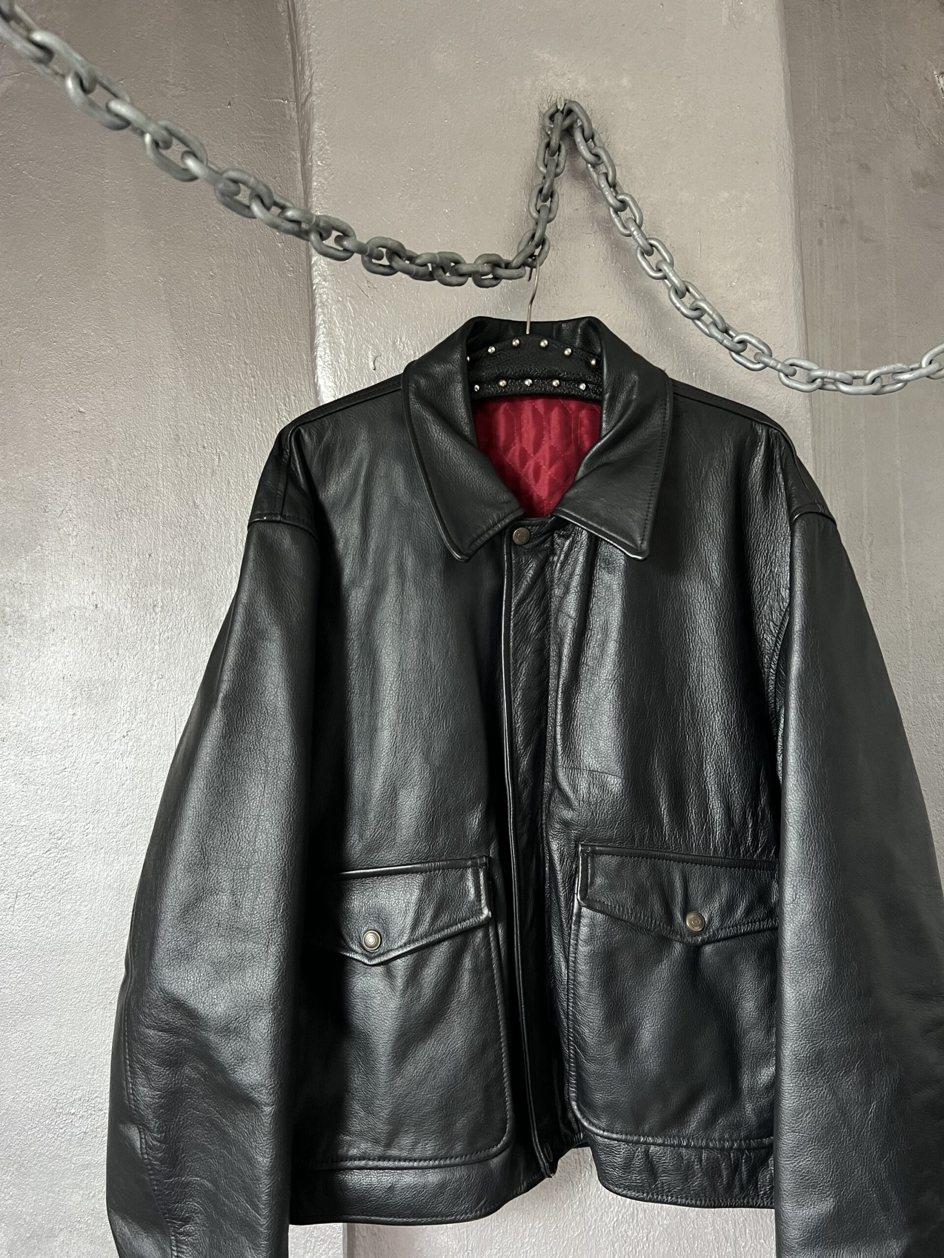 Vintage oversized real leather flying jacket black - Image 7