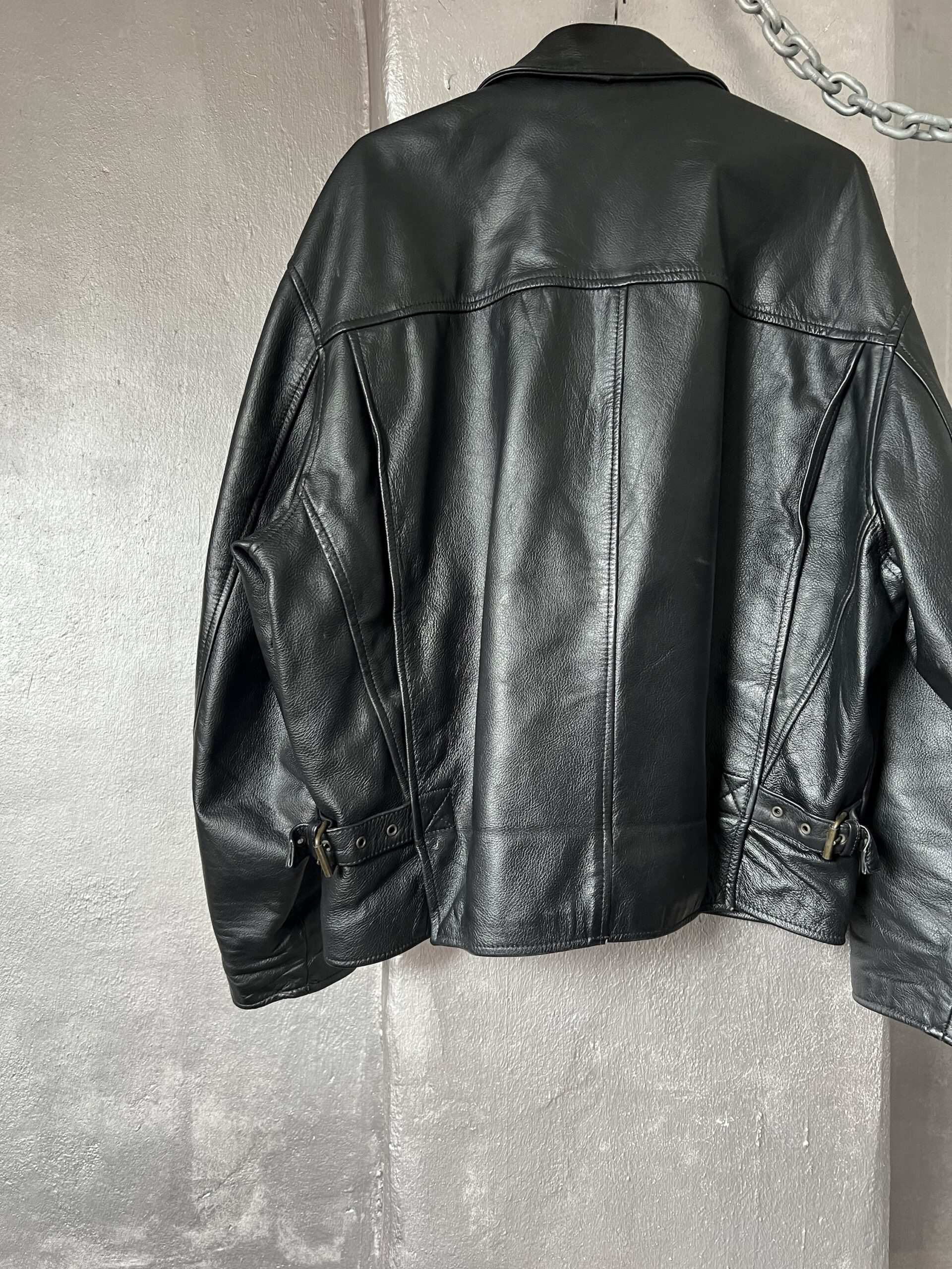 Vintage oversized real leather flying jacket black - Image 11