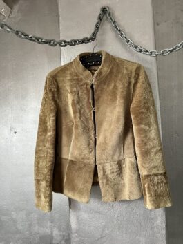 Vintage real leather racing jacket brown beige