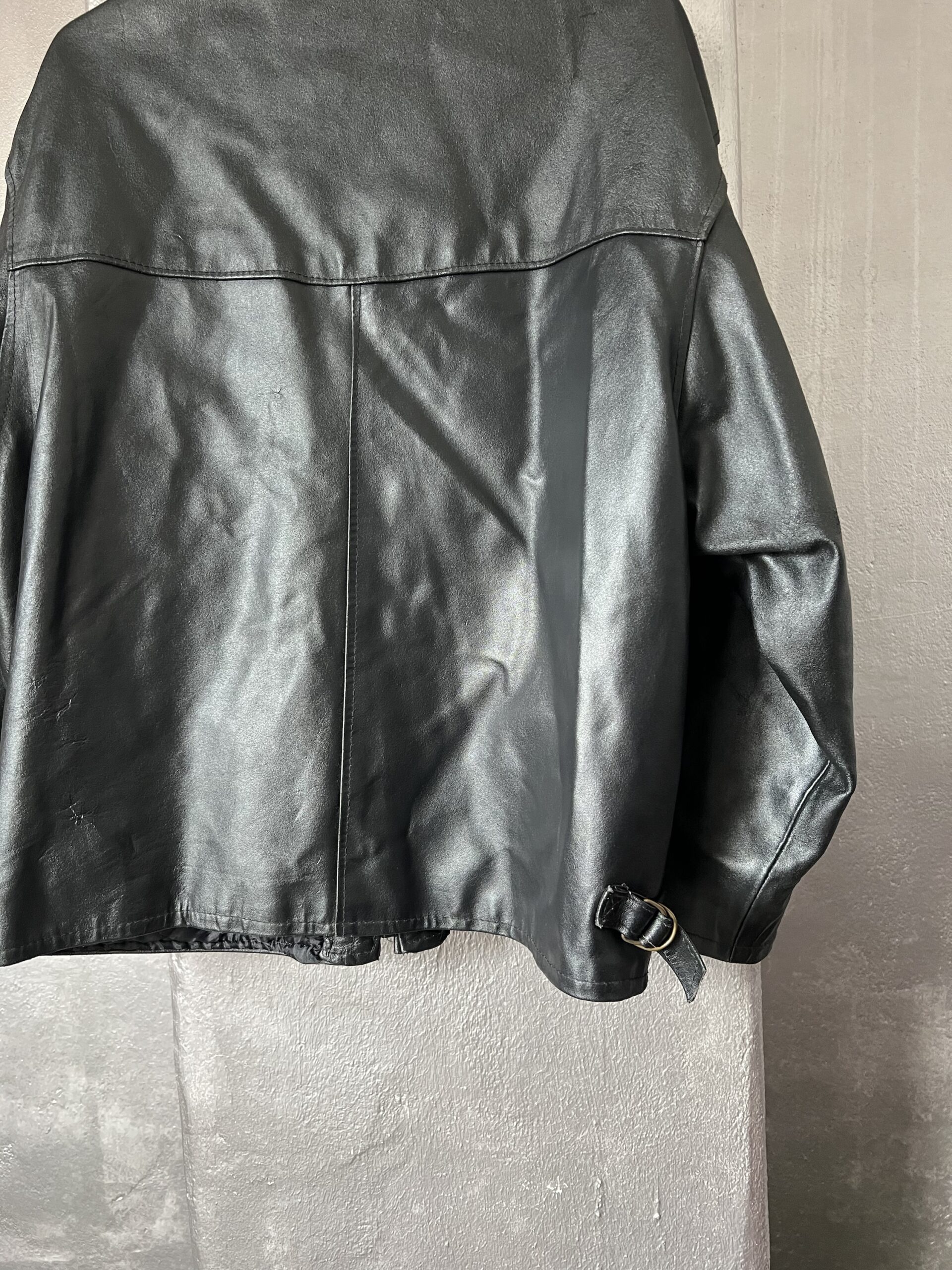 Vintage oversized real leather racing jacket black - Image 10