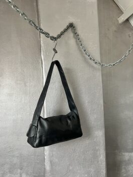 Vintage real leather shoulderbag black