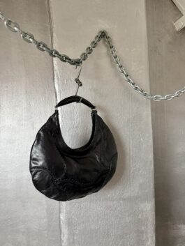 Vintage real leather shoulderbag black