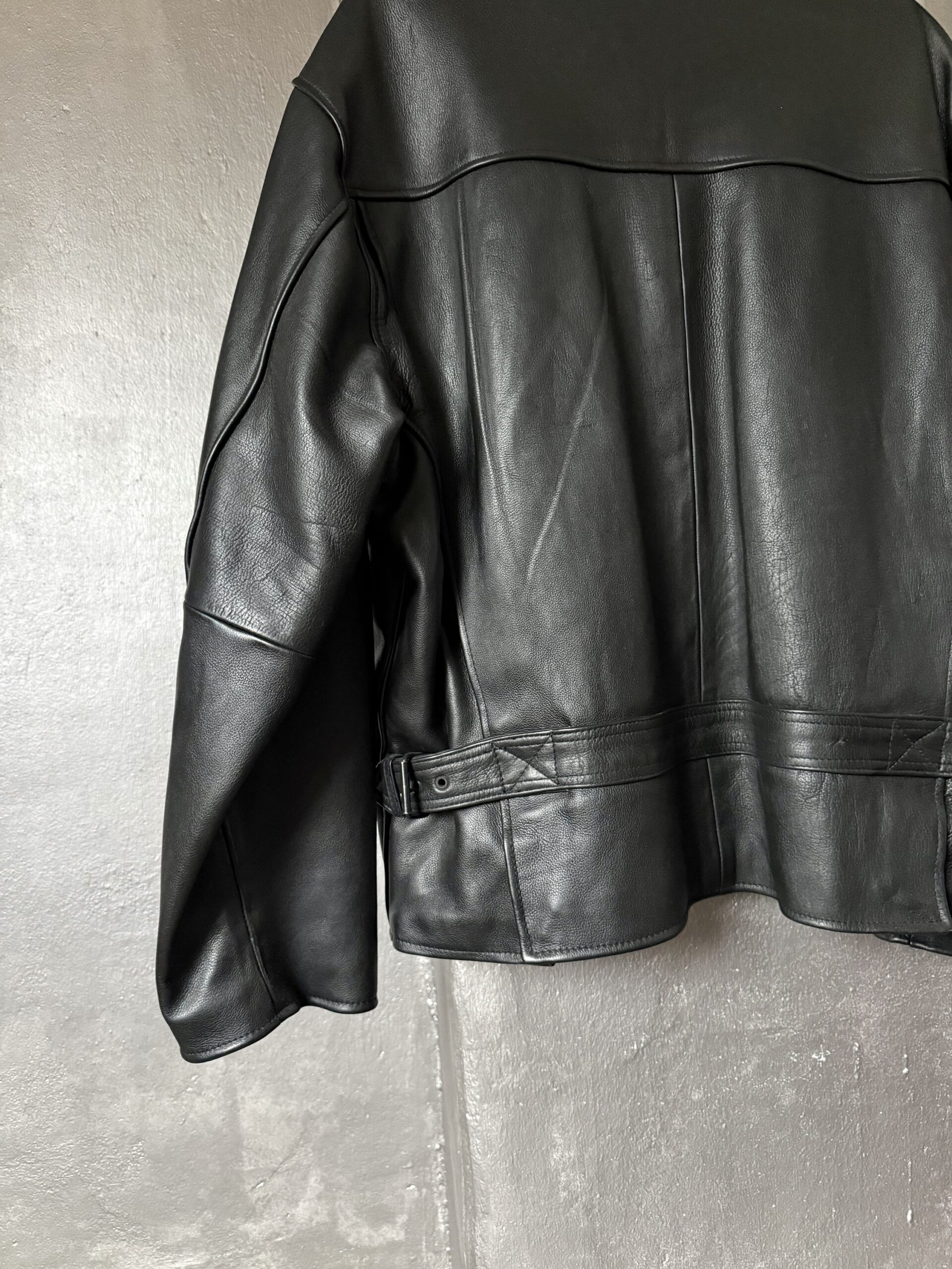 Vintage oversized real leather racing jacket black - Image 12