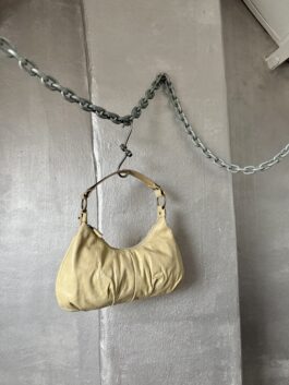 Vintage real leather shoulderbag butter yellow