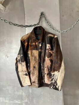 Vintage real leather racing jacket with cowhide brown
