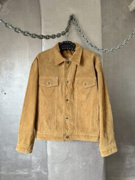 Vintage oversized real leather suede jacket beige brown