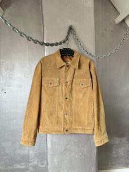 Vintage oversized real leather suede jacket beige brown