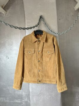 Vintage oversized real leather suede jacket beige brown
