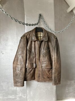 Vintage oversized real leather flying jacket washed brown