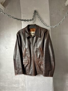 Vintage oversized real leather flying jacket washed brown