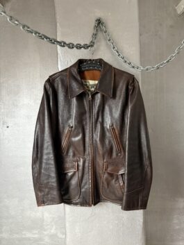 Vintage oversized real leather flying jacket washed brown