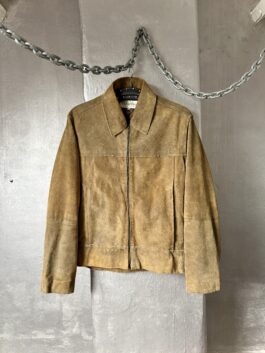Vintage oversized rough real leather racing jacket washed brown