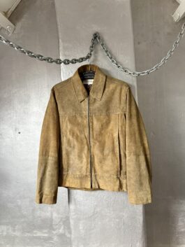 Vintage oversized rough real leather racing jacket washed brown