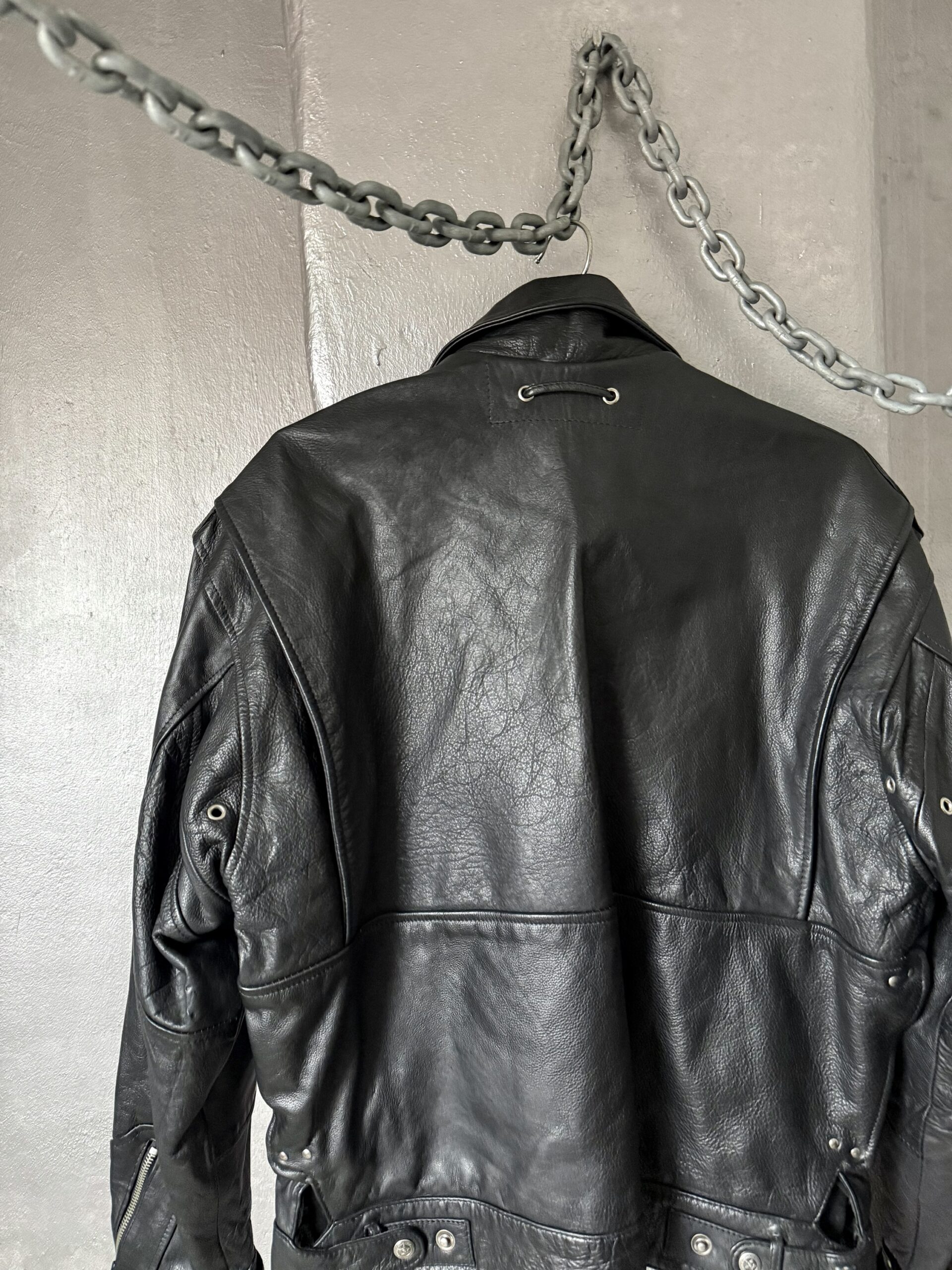 Vintage oversized real leather racing jacket black - Image 12