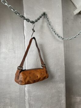 Vintage real leather shoulderbag with cowhide brown