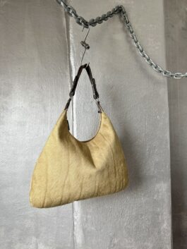 Vintage real leather shoulderbag with cowhide beige