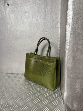 Vintage real leather handbag green