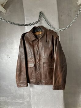Vintage oversized real leather flying jacket brown
